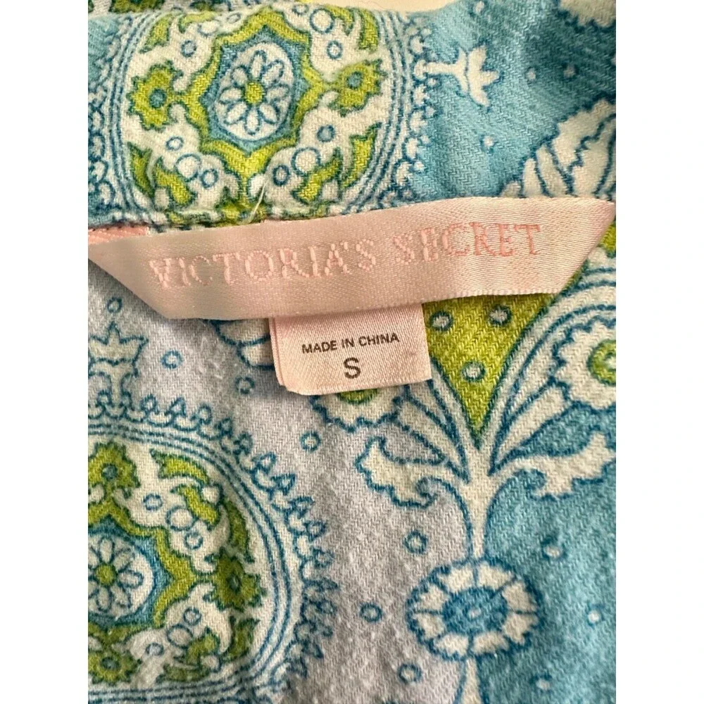 Victoria Secret Pajama Set Size Small Paisley Print Lime Green/Blue - Picture 9 of 16